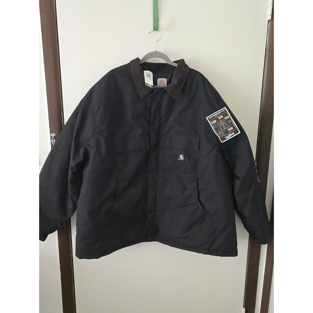 Carhartt Yukon Black Quilted Zip Canvas Work Jacket 4XL XXXXL‎ Barn Coat NOS VTG